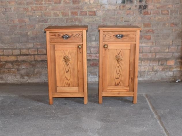 Antique Pine Bedside Cabinets 